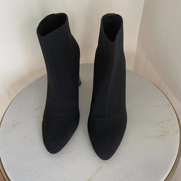 BCBGeneration Conny Black Stretch Fabric Ankle Boot Mirrored Heels Women’s 7.5 - Picture 7 of 16